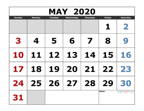 May 25 2020 Calendar